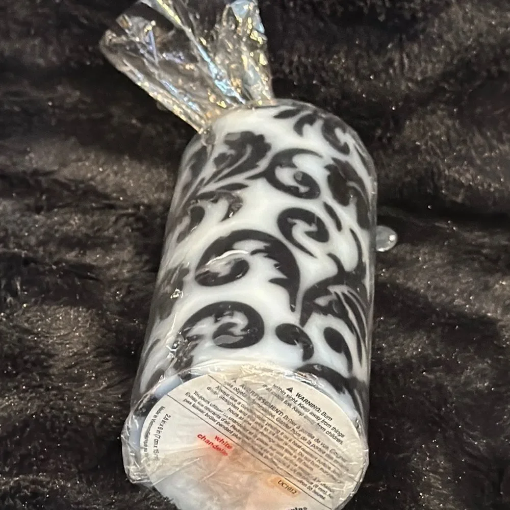 Elegant Black and White Decorative Candle